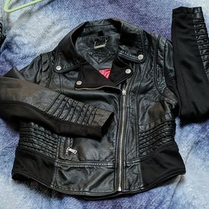 Jou Jou Black Faux Leather Moto Jacket XL